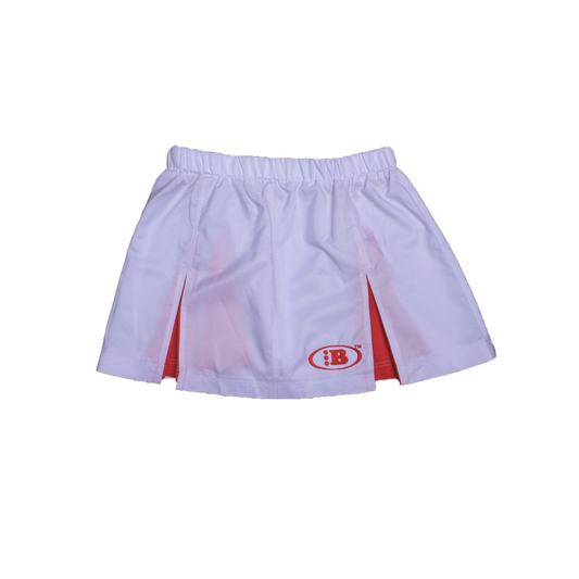 B WOMENS TENNIS SKIRT[WHITE/RED]